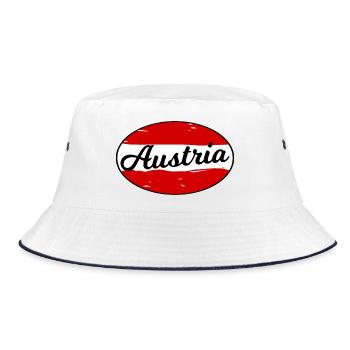 Austria Script Logo on Red - Bucket Hat - white/navy - Front