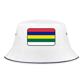 Terschelling-Flaggenlogo – Inselkleidung - Bucket Hat - Weiß/Navy - Vorne
