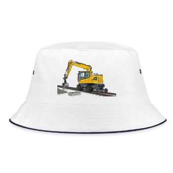 Road-rail excavator Excavator track construction - Bucket Hat - white/navy - Front