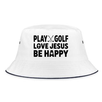 Play Golf Love Jesus Be Happy Christian Golfer - Bucket Hat - white/navy - Front