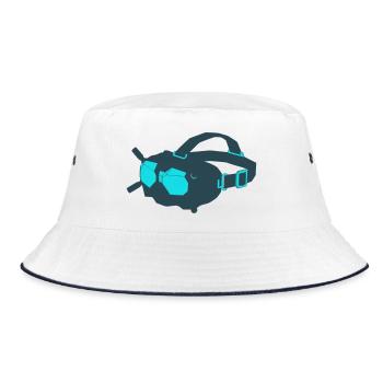 Drohnen FPV Brille Icon - Bucket Hat - Weiß/Navy - Vorne