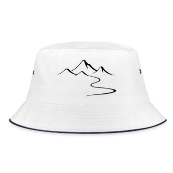 Mountains Outline Silhouette - Bucket Hat - white/navy - Front