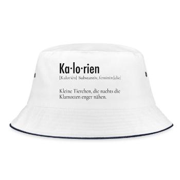 Kalorien Definition – Lustiger Spruch - Bucket Hat - Weiß/Navy - Vorne