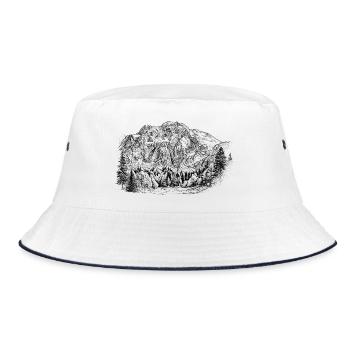 Schermberg Silhouette Hetzau Totes Gebirge Design - Bucket Hat - white/navy - Front