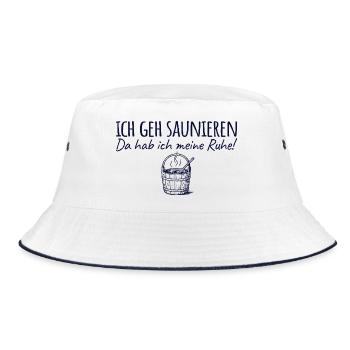 Saunieren Da hab ich meine Ruhe - Sauna - Bucket Hat - Weiß/Navy - Vorne