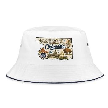 Oklahoma Sooner State Vintage Travel Sticker - Bucket Hat - white/navy - Front