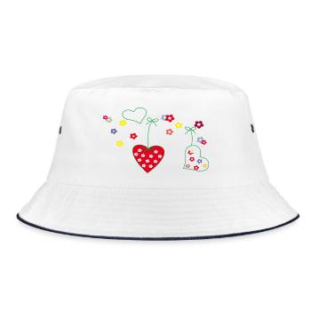 Hearts with Flowers - Bucket Hat - white/navy - Front