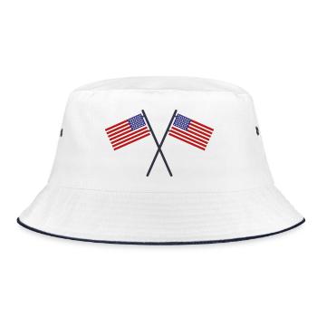 Flagge der Vereinigten Staaten - Bucket Hat - Weiß/Navy - Vorne