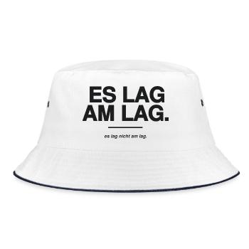 Es lag am Lag - Zocker Spruch Gaming Ausrede - Bucket Hat - Weiß/Navy - Vorne