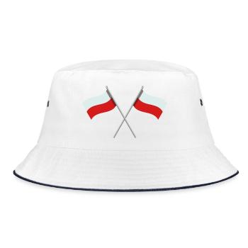 Polnische Flagge - Bucket Hat - Weiß/Navy - Vorne