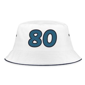 80. 80 JAHRE. 80. JUBILÄUM. 80-JAHRES-JUBILÄUM. - Bucket Hat - Weiß/Navy - Vorne