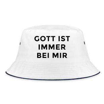 Gott ist immer bei mir - Bucket Hat - Weiß/Navy - Vorne