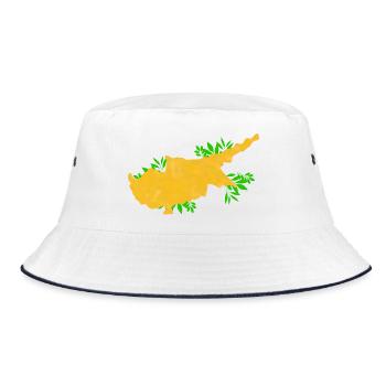 Zypern Flagge - Cyprus Travel- Flaggen Karte  - Bucket Hat - Weiß/Navy - Vorne
