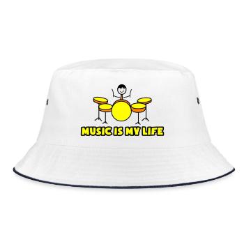 Musik ist mein Leben Drum-Logo - Bucket Hat - Weiß/Navy - Vorne