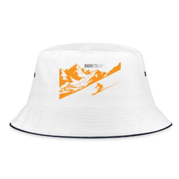 Skifahren Letztes Licht Berge Skilift  Skifahrer - Bucket Hat - Weiß/Navy - Vorne