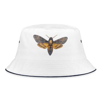 Sphinx-Schädel-Nacht-Schädel-Schmetterling - Bucket Hat - Weiß/Navy - Vorne