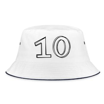 Zahl 10 handgezeichnet - Bucket Hat - Weiß/Navy - Vorne