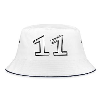 Zahl 11 handgezeichnet - Bucket Hat - Weiß/Navy - Vorne