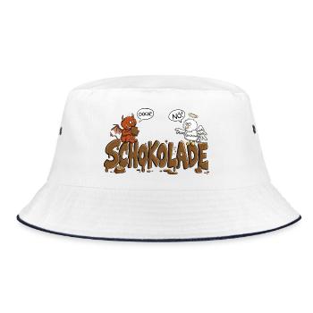 Schokolade Engelchen Teufelchen Nö Doch Naschkatze - Bucket Hat - Weiß/Navy - Vorne