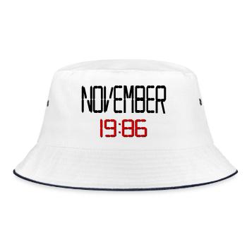 40. Geburtstag November 1986 - Bucket Hat - Weiß/Navy - Vorne
