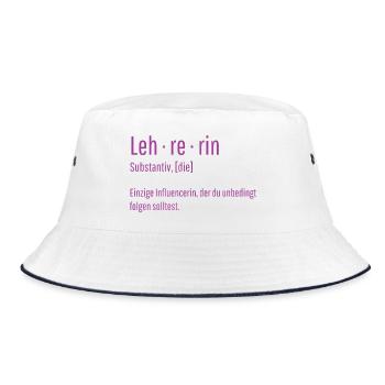 Lehrerin Substantiv Influencerin Lustig Geschenk - Bucket Hat - Weiß/Navy - Vorne