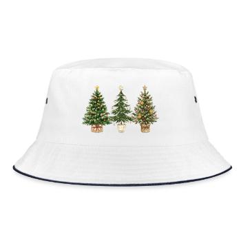Dreifache Festtags-Tanne - Bucket Hat - Weiß/Navy - Vorne