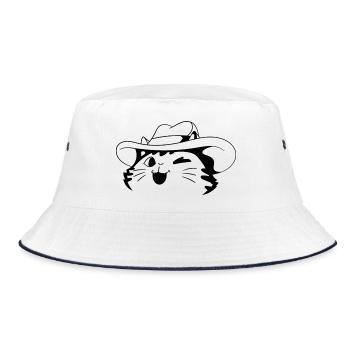 Katze Cowboy Humor - Bucket Hat - Weiß/Navy - Vorne