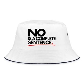 No Is A Complete Sentence - Feministisch Spruch - Bucket Hat - Weiß/Navy - Vorne