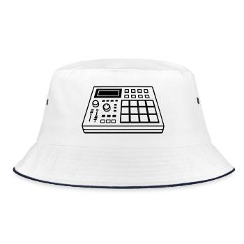 Beatpad Grafik Drum Pad Muster - Bucket Hat - Weiß/Navy - Vorne