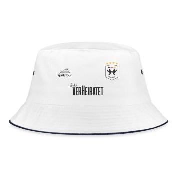 JGA - Trikot - Bald verheiratet - Dunkle Schrift - Bucket Hat - Weiß/Navy - Vorne