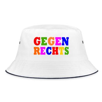 Gegen rechts - Bucket Hat - Weiß/Navy - Vorne