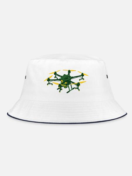 Agricultural Drone Agriculture Logo - Bucket Hat - white/navy - Front