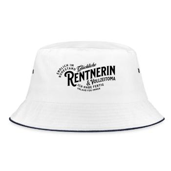 Glückliche Rentnerin & Vollzeitoma - Bucket Hat - Weiß/Navy - Vorne