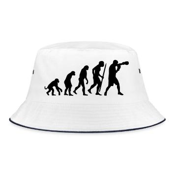 Evolution of boxing - Bucket Hat - white/navy - Front