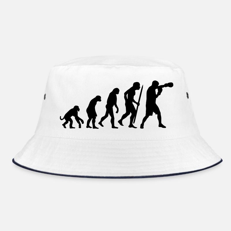 Evolution of boxing - Bucket Hat - Weiß/Navy