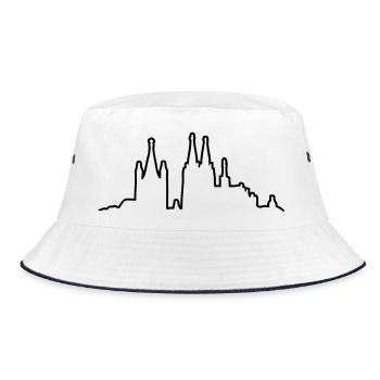 Kölner Skyline Kontur - Bucket Hat - Weiß/Navy - Vorne