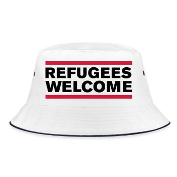 politik refugees welcome - Bucket Hat - Weiß/Navy - Vorne