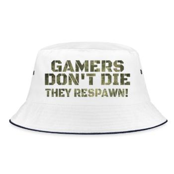 Gamers Don't Die They Respawn Military Ops funny - Bucket Hat - white/navy - Front