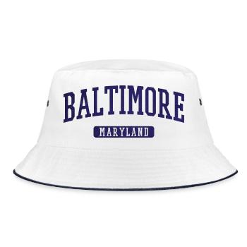 Baltimore Maryland Vintage Arc Print - Bucket Hat - white/navy - Front