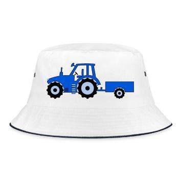 Tracteur avec remorque bleue - Bob - blanc/marine - Devant