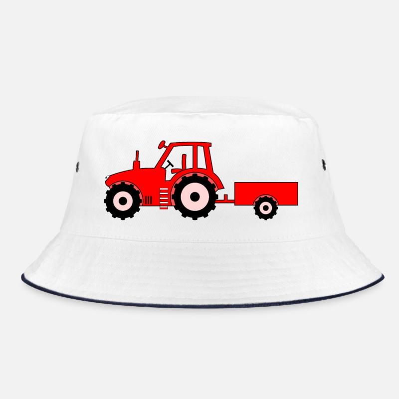 Traktor mit Anhänger rot Bucket Hat
