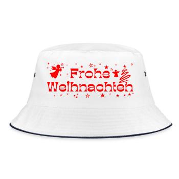 Frohe Weihnachten rot Sterne Engel Christbaum - Bucket Hat - Weiß/Navy - Vorne