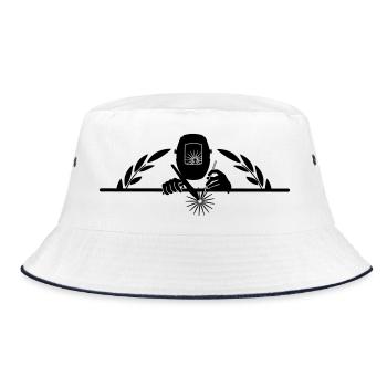 Welder logo transparent with half laurel wreath - Bucket Hat - white/navy - Front