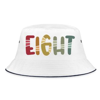 Eight - 8 Years Old Birthday, 8 Year Anniversary - Bucket Hat - white/navy - Front