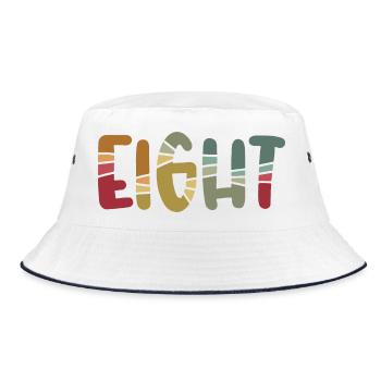 Eight - 8 Years Old Birthday, 8 Year Anniversary - Bucket Hat - white/navy - Front