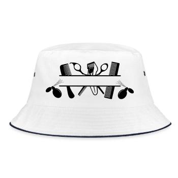 Hairdressers attributes nice smell - Bucket Hat - white/navy - Front