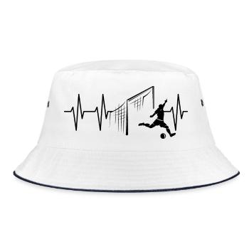 Fußball Tor Schuss Herzschlag Spieler Mannschaft - Bucket Hat - Weiß/Navy - Vorne