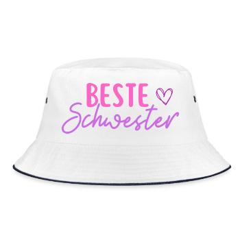 Beste Schwester - best sister - Familie Liebe - Bucket Hat - Weiß/Navy - Vorne