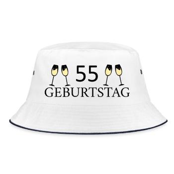 55.Geburtstag 55 Jahre - Bucket Hat - Weiß/Navy - Vorne