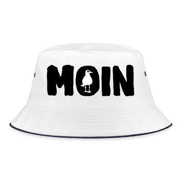 Moin mit Möwe - Bucket Hat - Weiß/Navy - Vorne